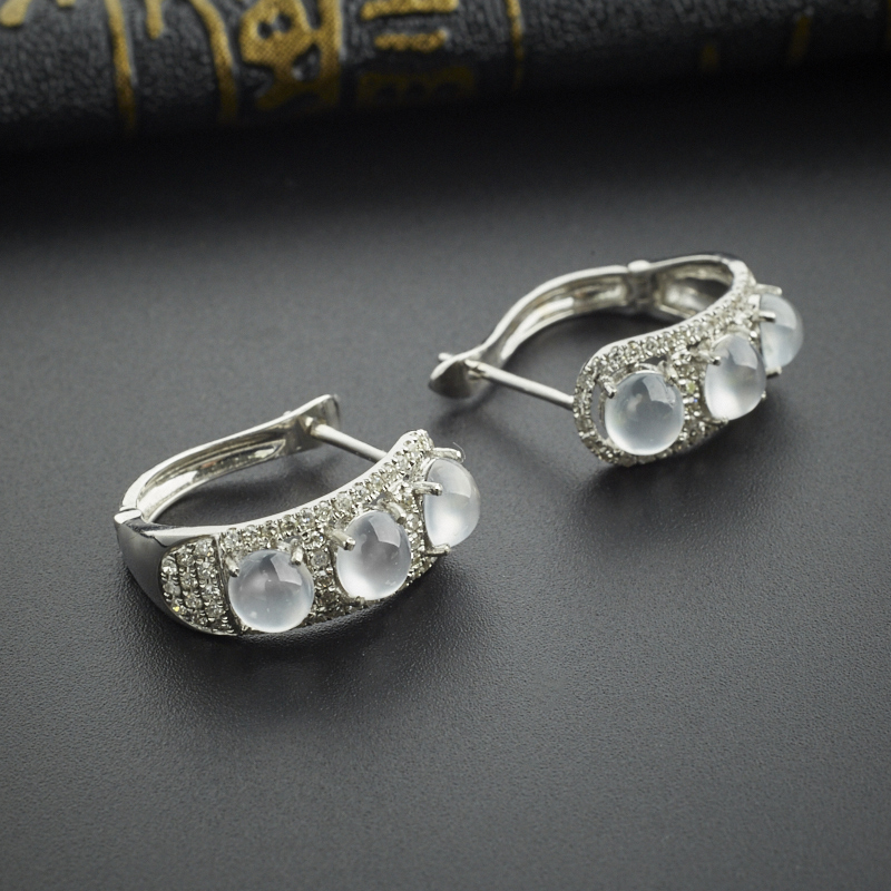 翡翠蛋面耳坠 - 红掌柜珠宝