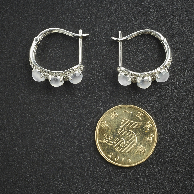 18K金镶钻玻璃种耳坠 - 红掌柜珠宝