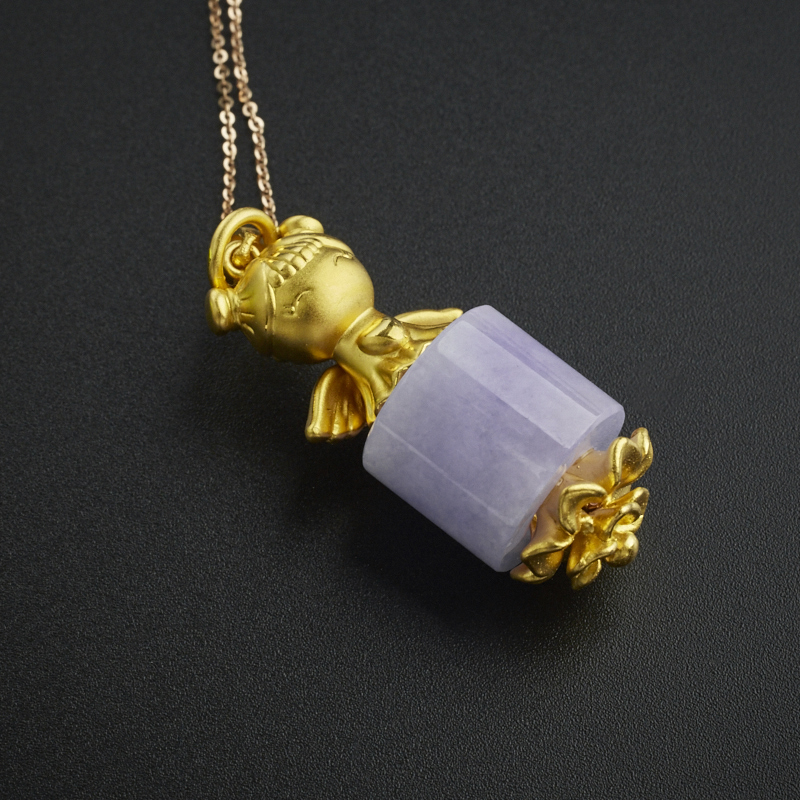 翡翠金天使配糯种紫罗兰路路通吊坠-红掌柜珠宝