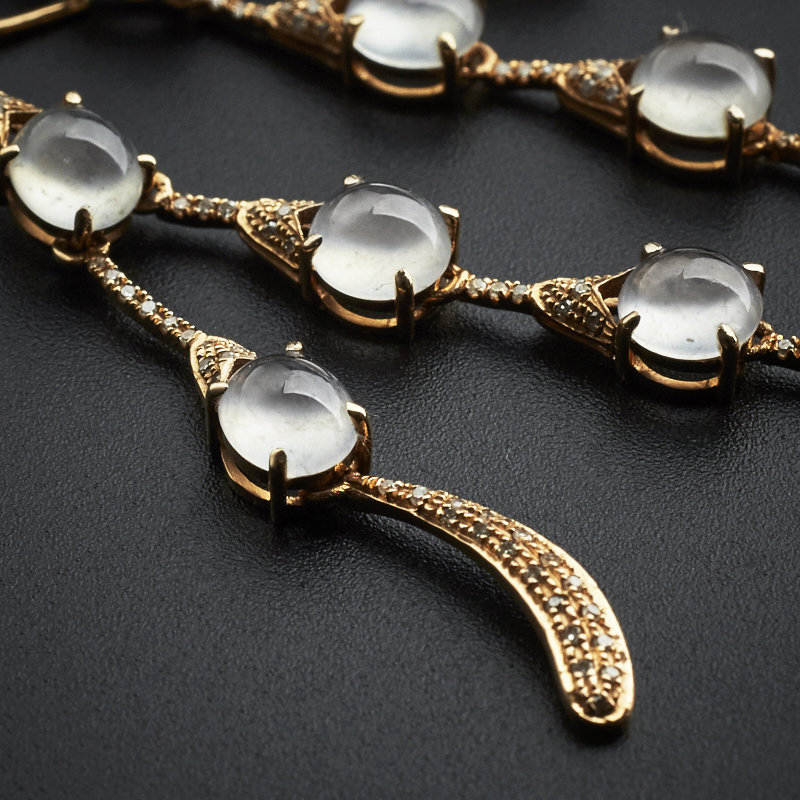 18K金镶钻冰种翡翠耳坠- 红掌柜珠宝