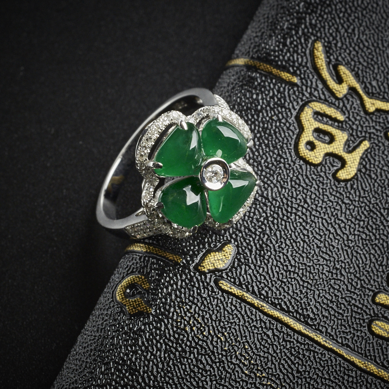 翡翠镶金戒指-红掌柜珠宝