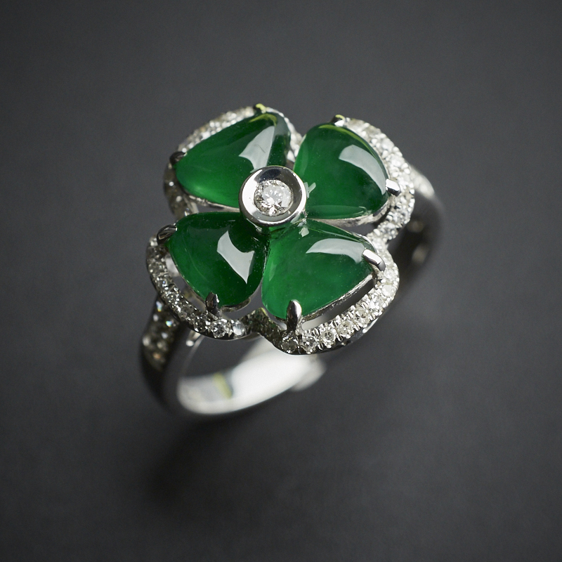 冰种翠绿戒指-红掌柜珠宝