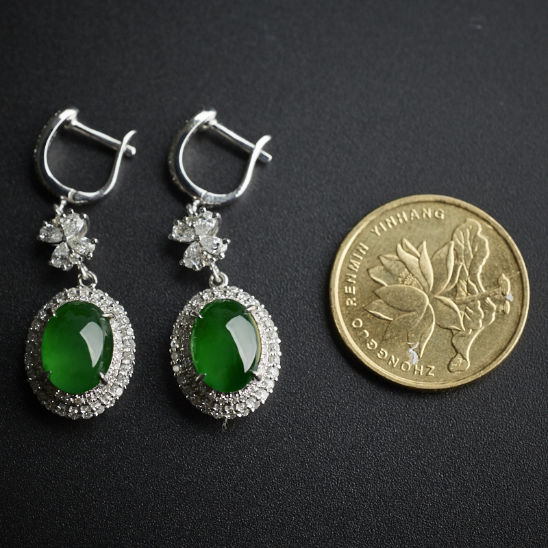 翡翠冰种耳环-红掌柜珠宝