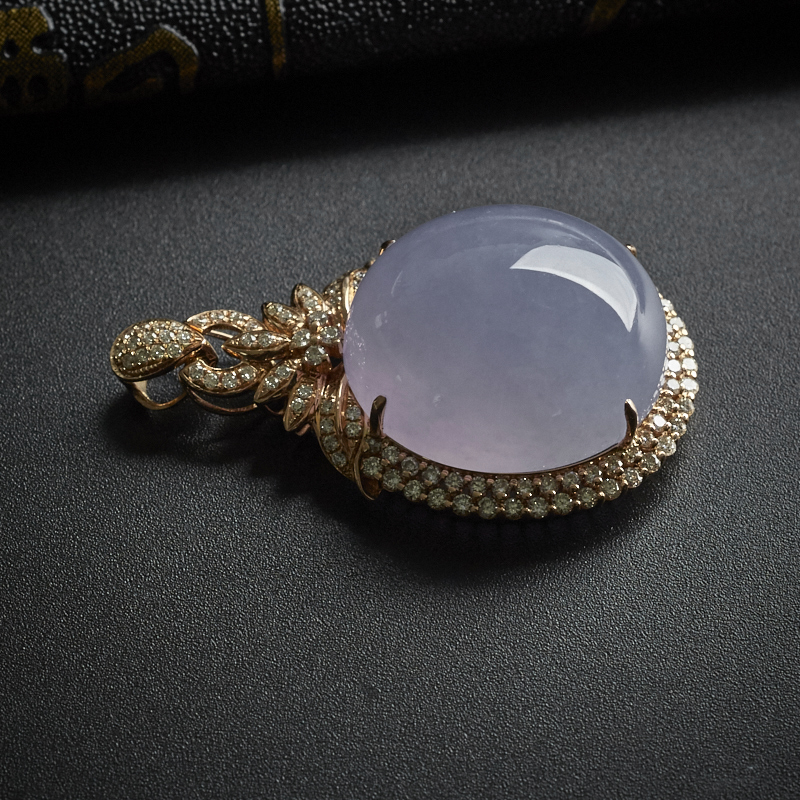 A货冰糯种翡翠紫罗兰吊坠 - 红掌柜珠宝