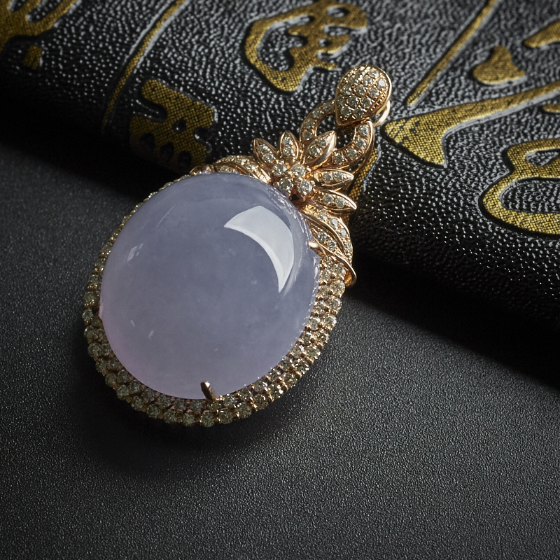 18K金镶钻紫罗兰吊坠 - 红掌柜珠宝