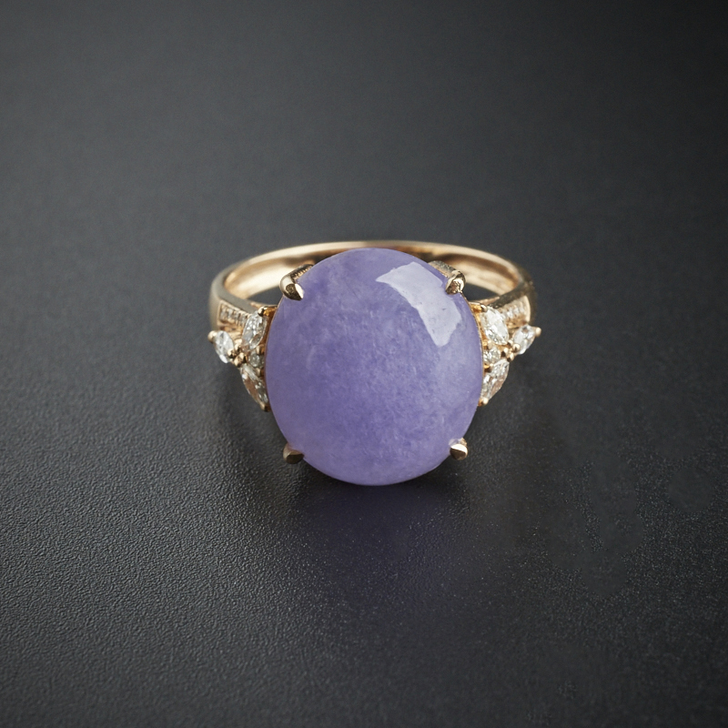 18K金冰糯种翡翠紫罗兰戒指 - 红掌柜珠宝