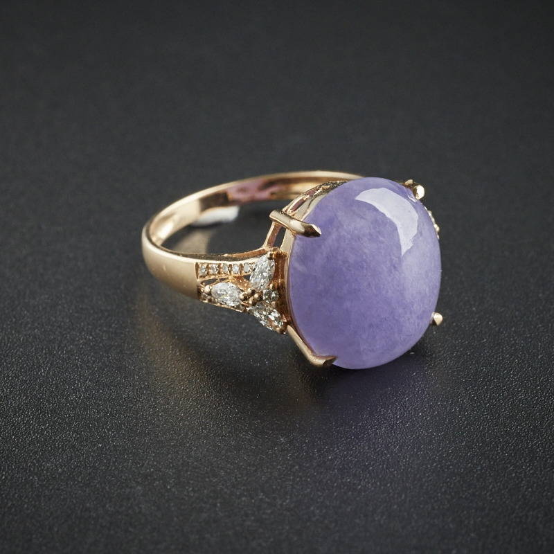 18K金冰糯种紫罗兰戒指 - 红掌柜珠宝