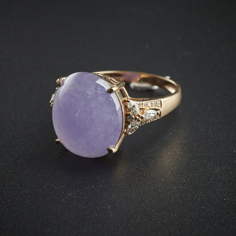 18K金翡翠紫罗兰戒指 - 红掌柜珠宝