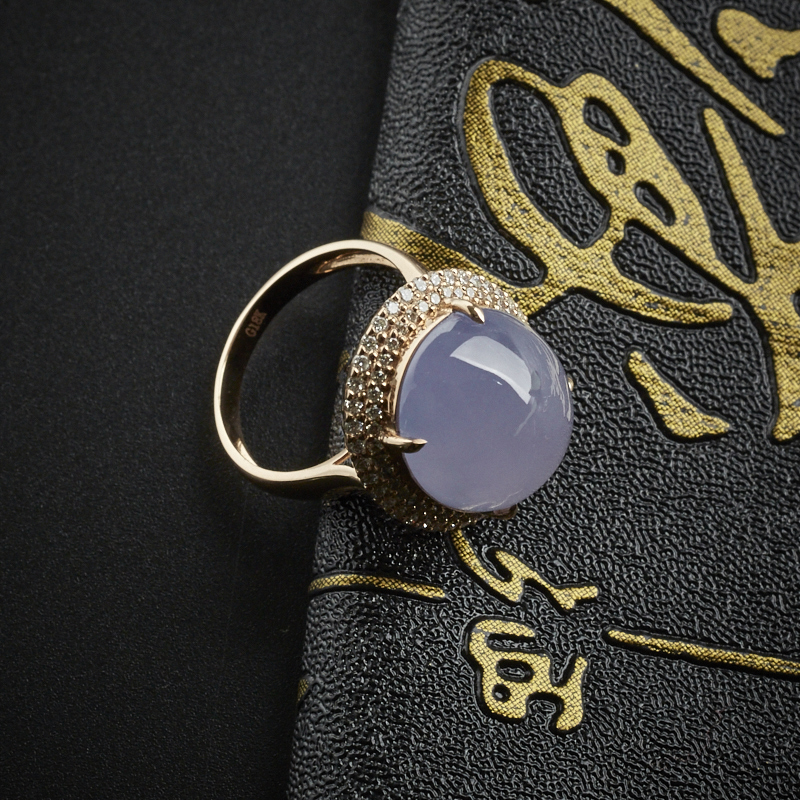 18K镶钻冰种翡翠戒指 - 红掌柜珠宝