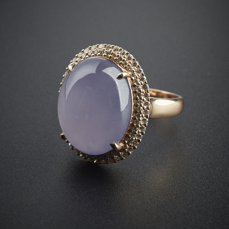 18K镶钻冰种紫罗兰戒指 - 红掌柜珠宝