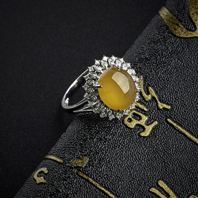 镶嵌黄翡戒指-红掌柜珠宝