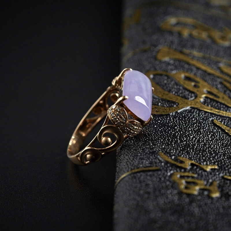 翡翠紫罗兰戒指-红掌柜珠宝