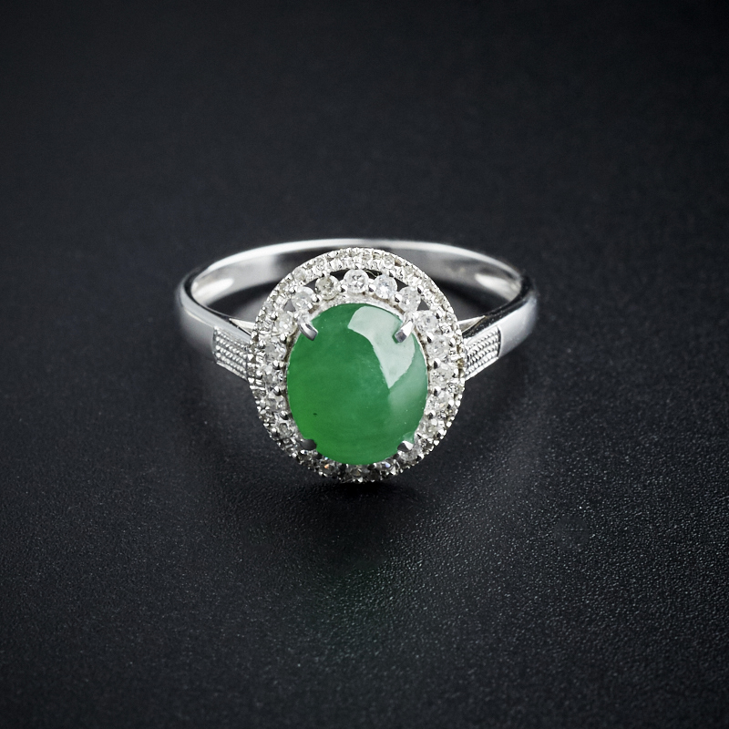 18K金糯种翡翠翠色戒指 - 红掌柜珠宝