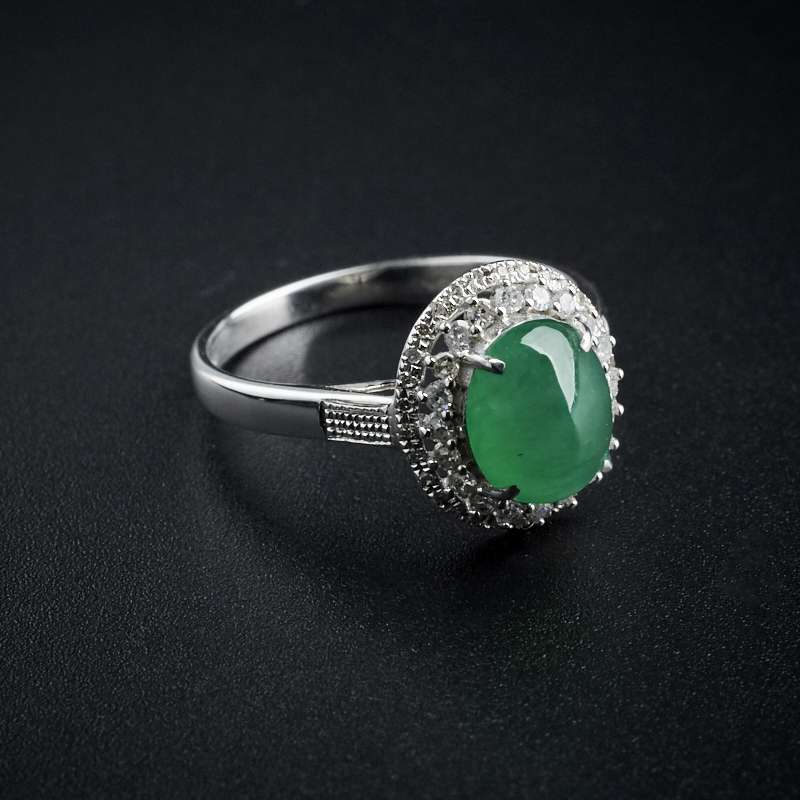 18K金翡翠翠色戒指 - 红掌柜珠宝