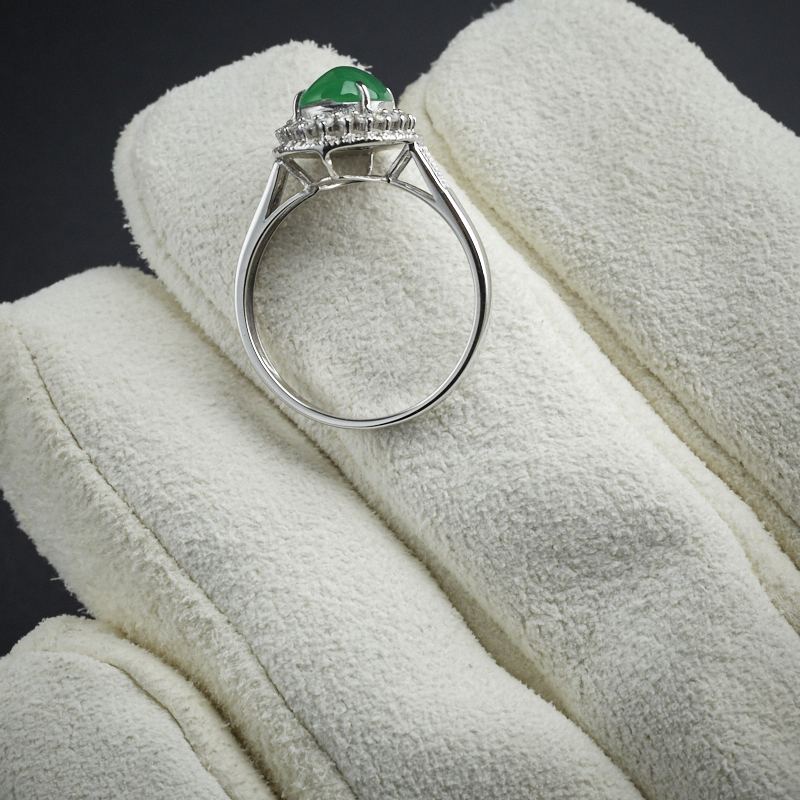 糯种翡翠翠色戒指 - 红掌柜珠宝