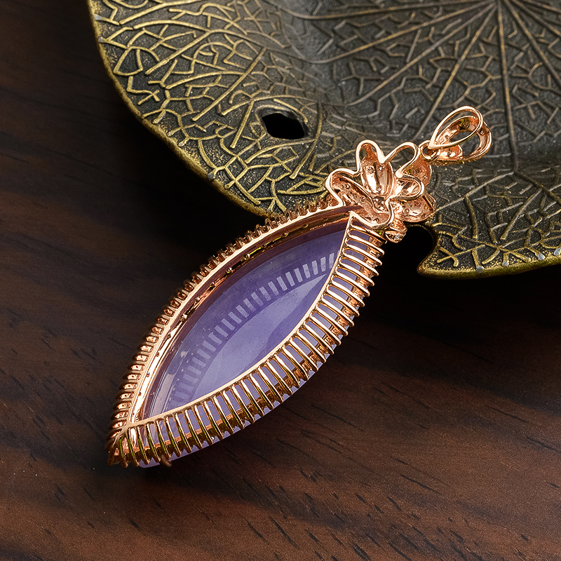 18K金翡翠紫罗兰吊坠 - 红掌柜珠宝