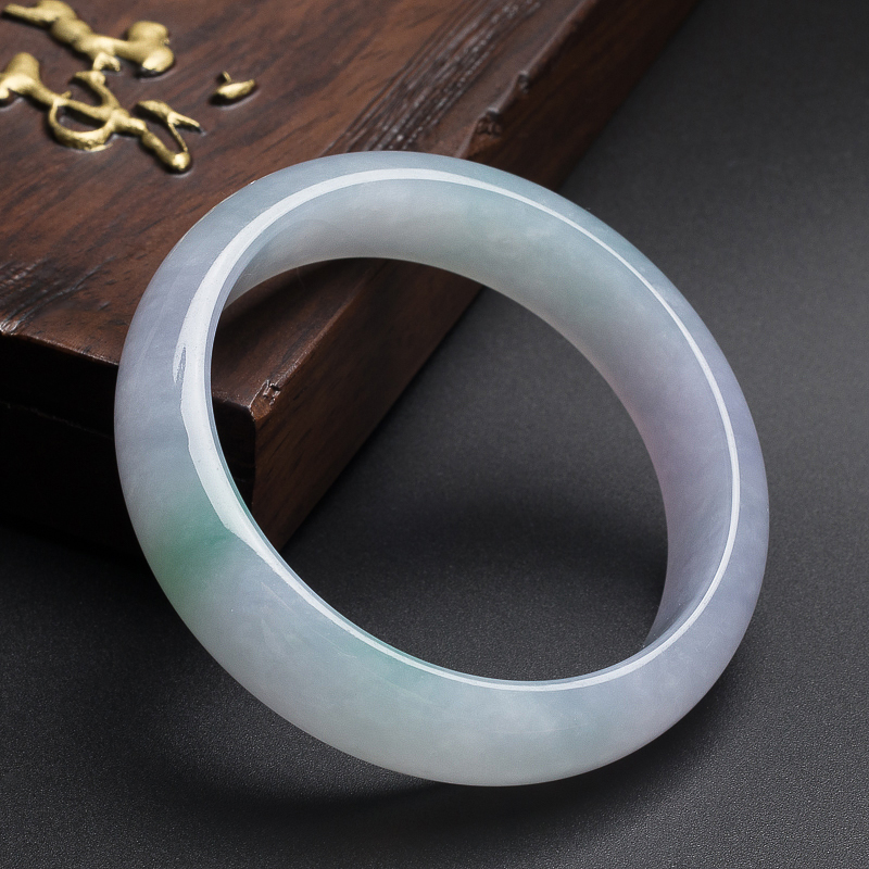 糯冰种浅紫飘绿翡翠手镯 - 红掌柜珠宝
