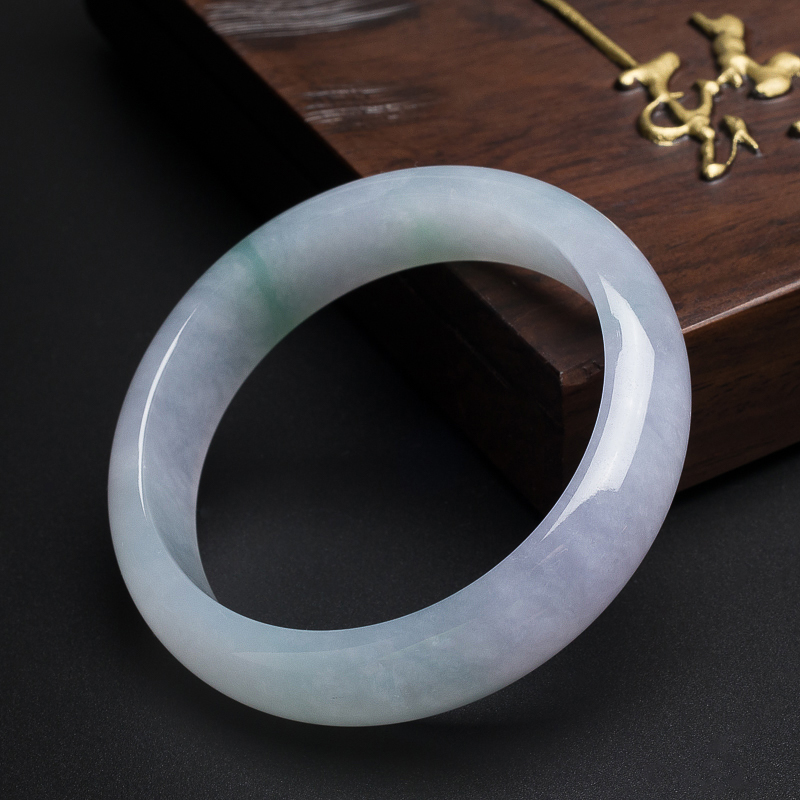 糯冰种浅紫飘绿翡翠手镯 - 红掌柜珠宝