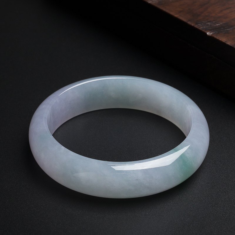 糯冰种浅紫飘绿翡翠手镯 - 红掌柜珠宝