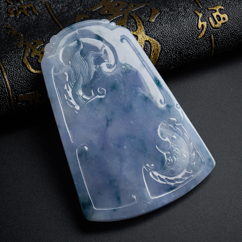 糯冰种飘花翡翠龙牌-红掌柜珠宝