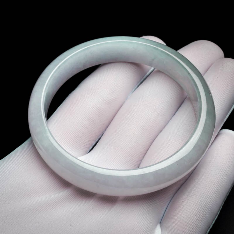 糯冰种淡春色翡翠手镯 - 红掌柜珠宝