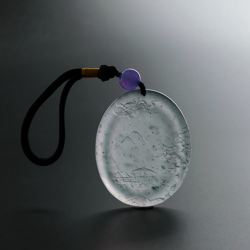 冰种蓝底翡翠吊坠-红掌柜珠宝