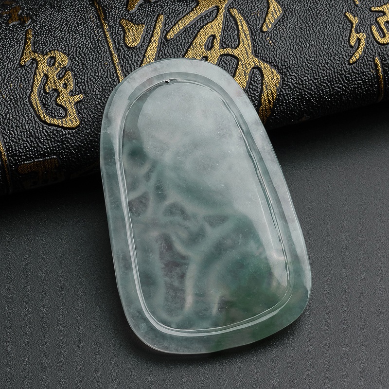 冰种翡翠龙牌吊坠-红掌柜珠宝