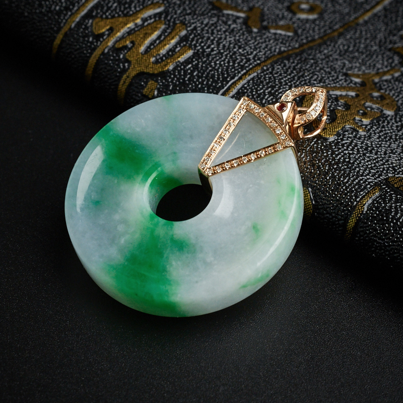 糯种飘翠翡翠平安扣吊坠-红掌柜珠宝