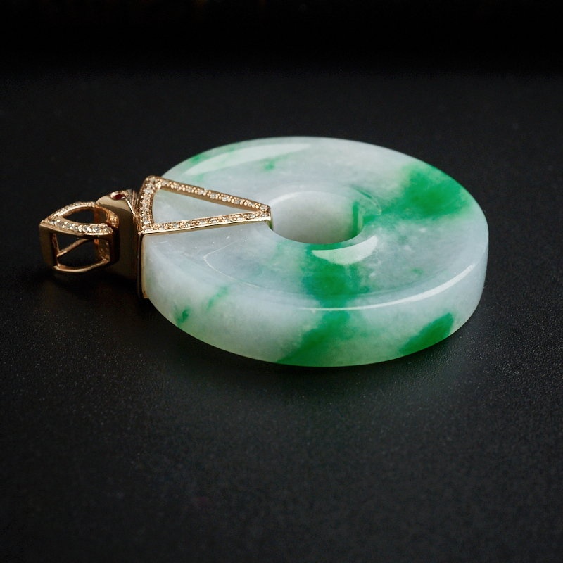 糯种飘翠翡翠平安扣-红掌柜珠宝