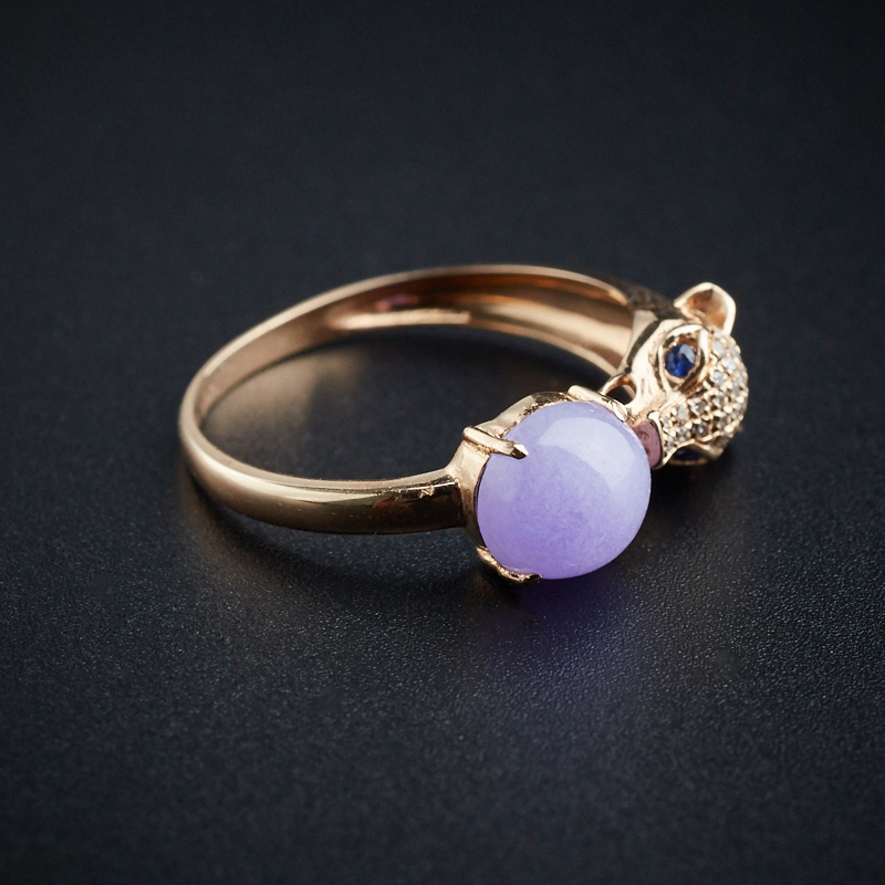 18K金镶紫罗兰翡翠戒指 - 红掌柜珠宝