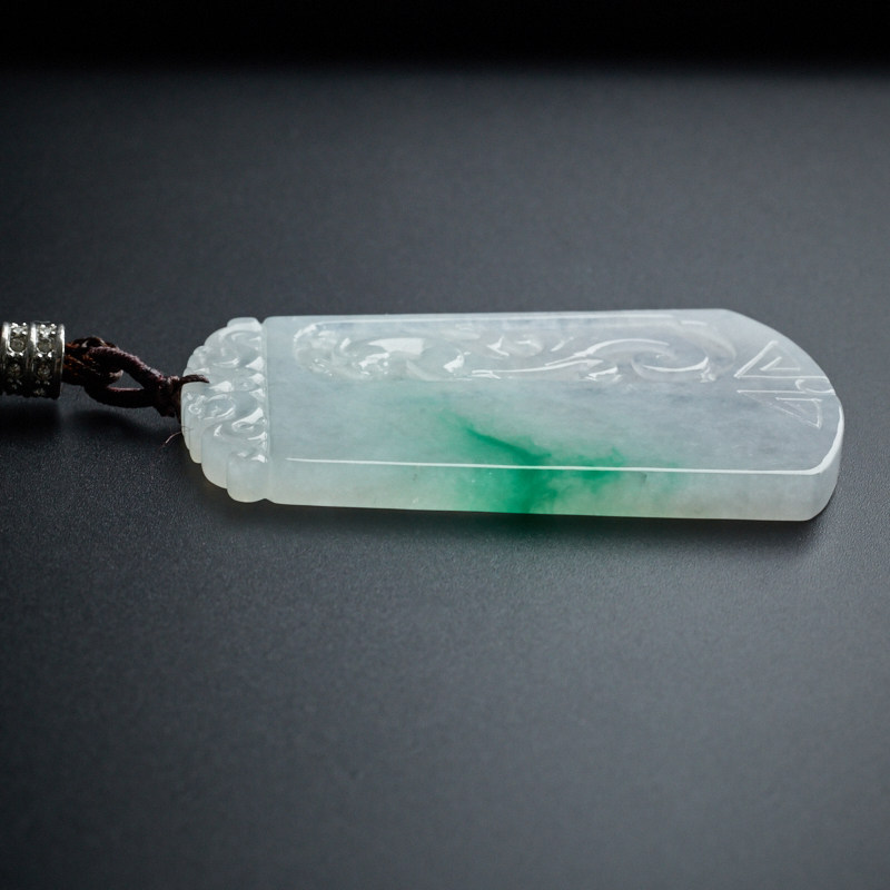 缅甸天然冰糯种飘翠如意牌吊坠 - 红掌柜珠宝