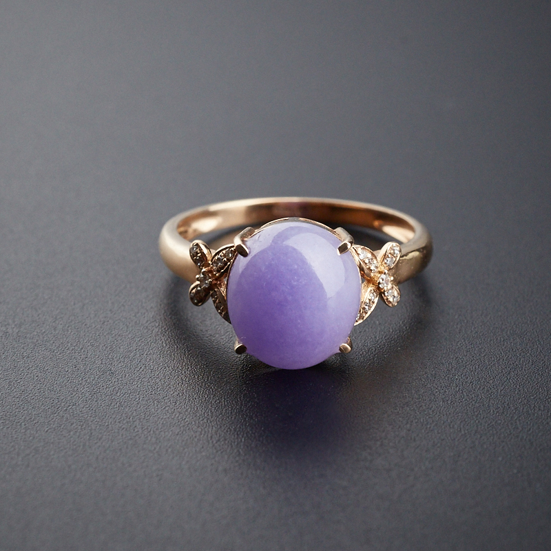 18K镶钻糯种紫罗兰翡翠戒指-红掌柜珠宝