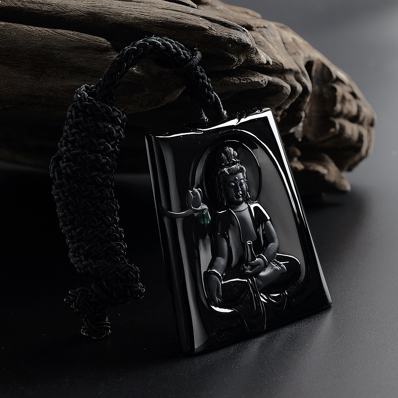 天然冰糯种墨翠翡翠大日如来吊坠-红掌柜