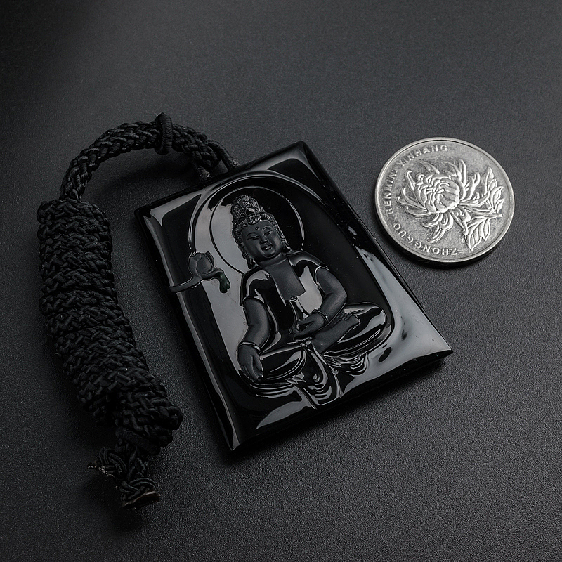 冰糯种墨翠翡翠大日如来吊坠-红掌柜