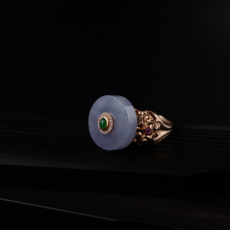 缅甸天然紫罗兰翡翠戒指-红掌柜