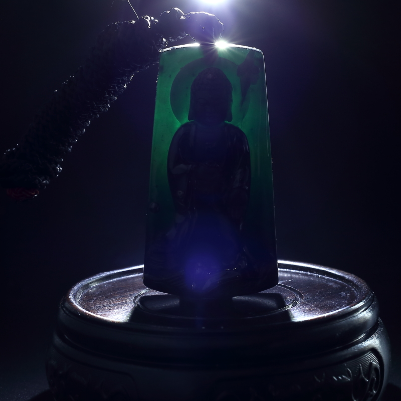 冰糯种墨翠吊坠-红掌柜