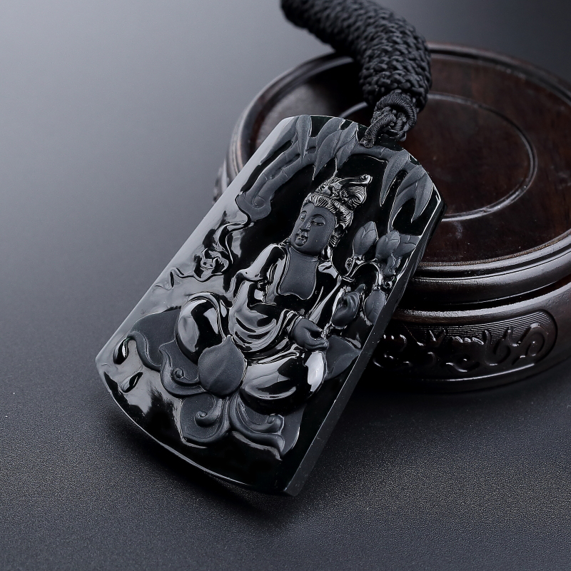 缅甸冰糯种墨翠观音吊坠-红掌柜