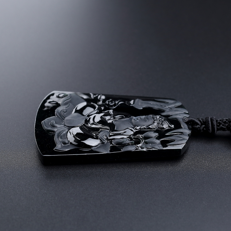 缅甸天然冰糯种墨翠吊坠-红掌柜