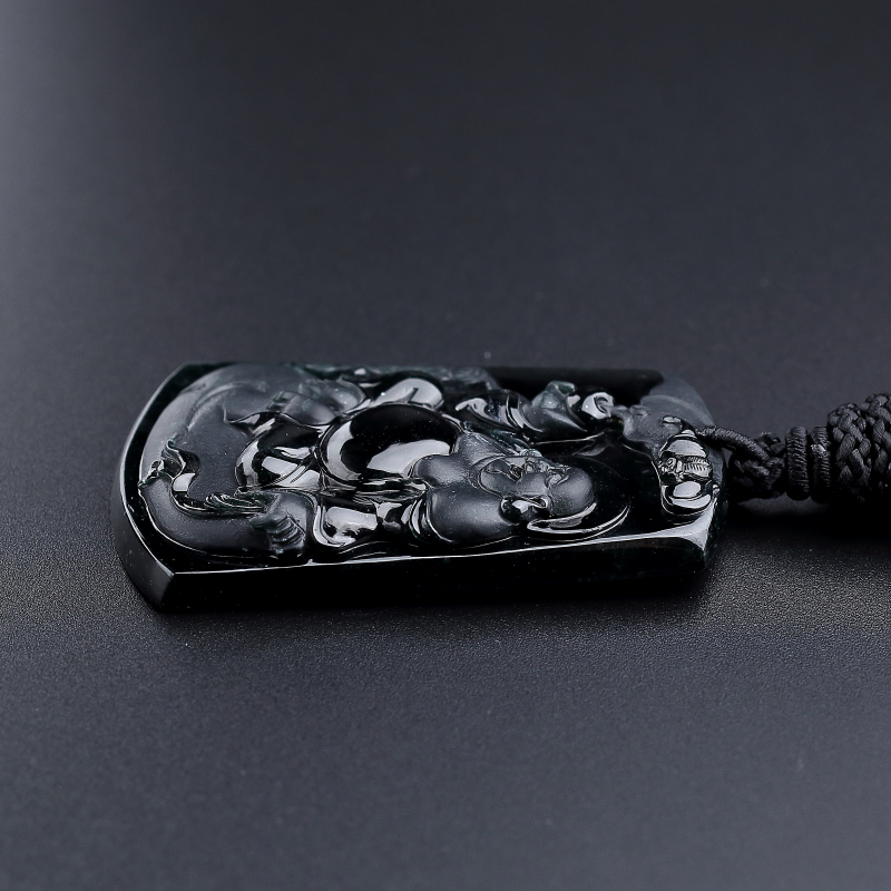 缅甸天然冰糯种墨翠吊坠-红掌柜