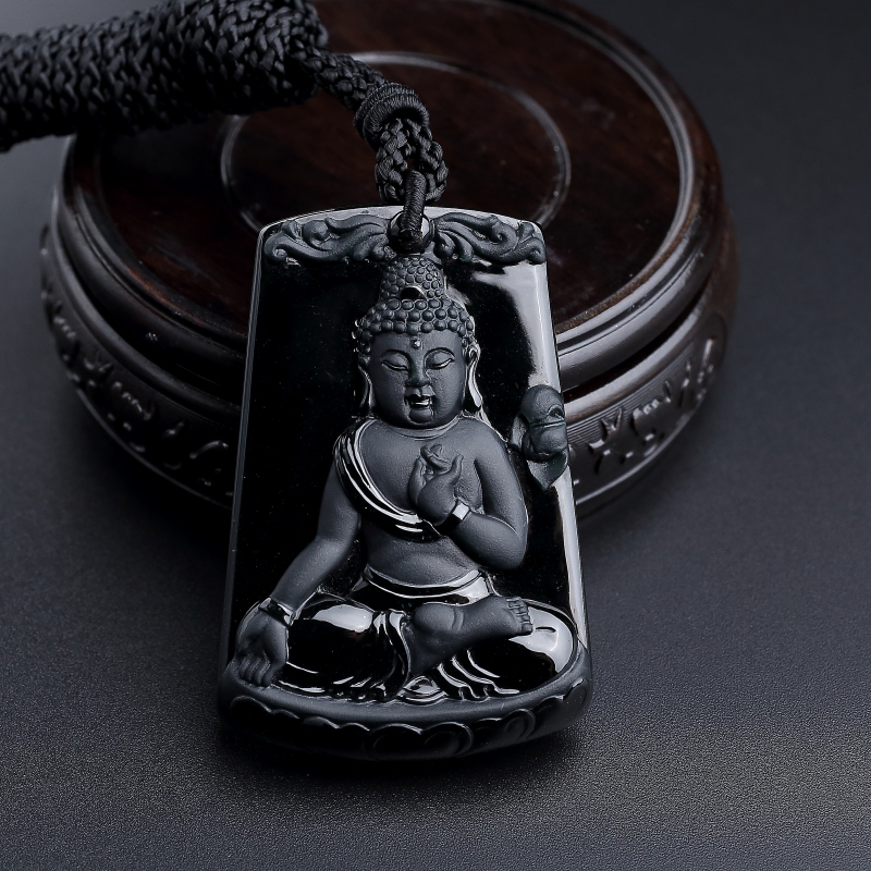 缅甸A货天然冰糯种墨翠释迦牟尼吊坠 - 红掌柜
