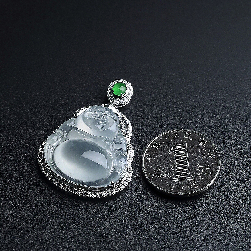 冰糯种翡翠弥勒佛 - 红掌柜