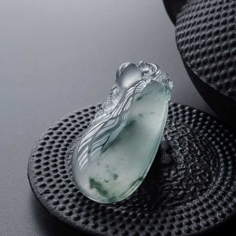 A货天然冰种飘花翡翠福瓜吊坠 - 红掌柜