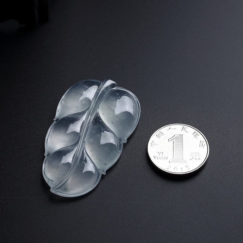 缅甸A货天然木那高冰种翡翠叶子 - 红掌柜