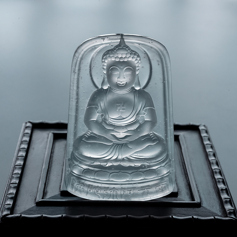 缅甸A货天然木那高冰种翡翠佛牌吊坠 - 红掌柜