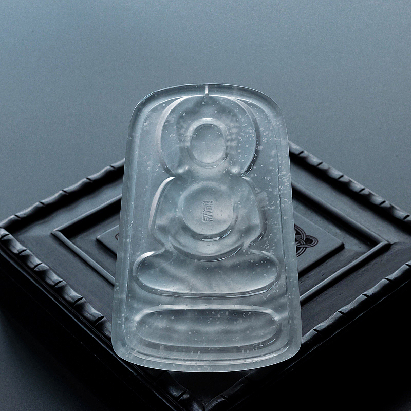 高冰种翡翠佛牌吊坠 - 红掌柜