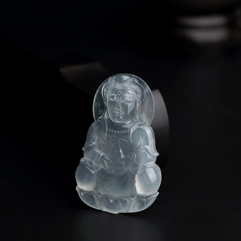 冰种翡翠观音吊坠-红掌柜