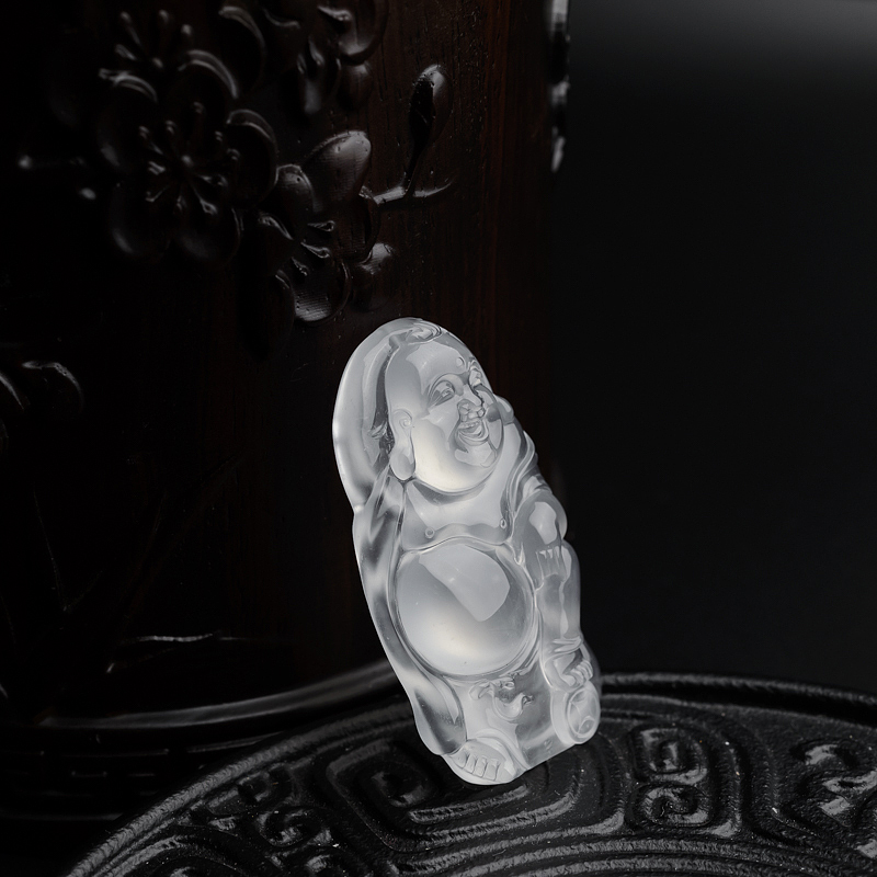 天然冰种翡翠弥勒佛吊坠-红掌柜