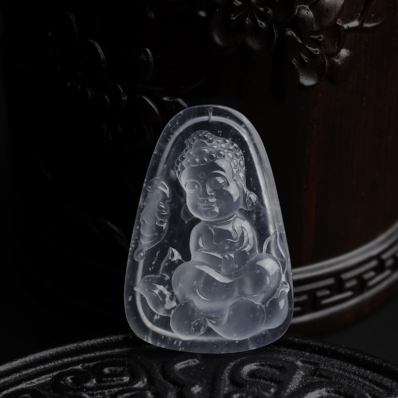 缅甸天然木那种翡翠宝宝佛吊坠-红掌柜