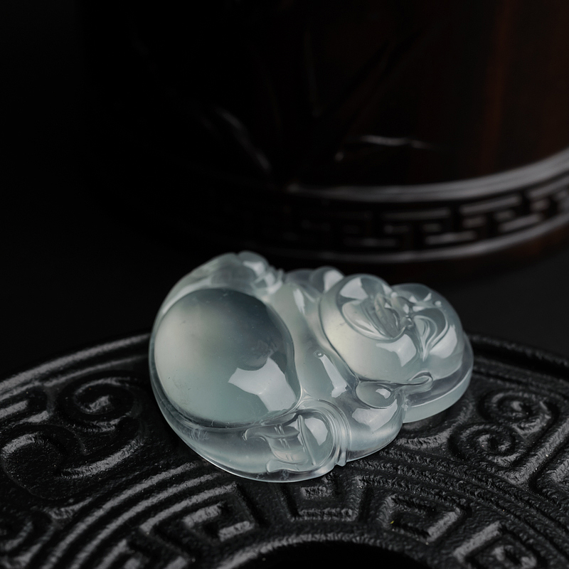 缅甸冰种浅绿翡翠弥勒佛吊坠-红掌柜