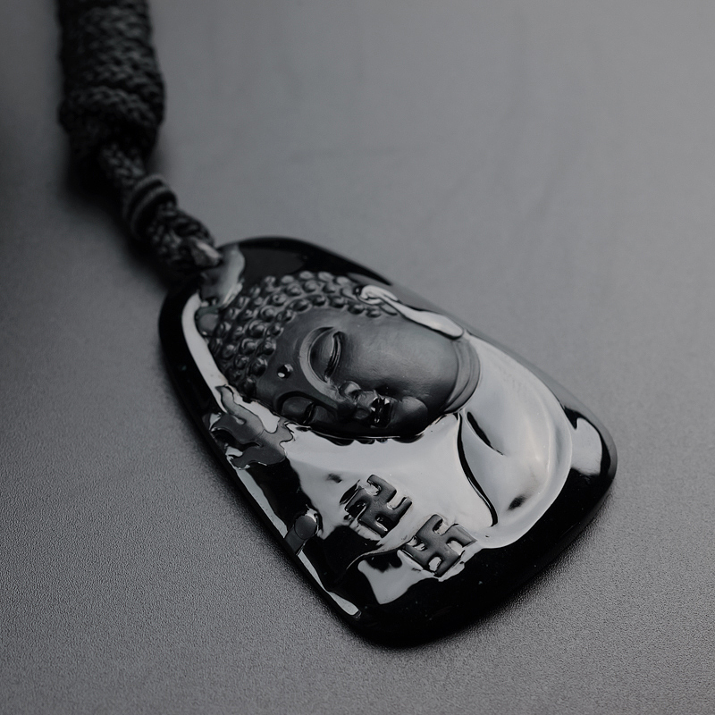 天然冰糯种墨翠翡翠大日如来吊坠-红掌柜